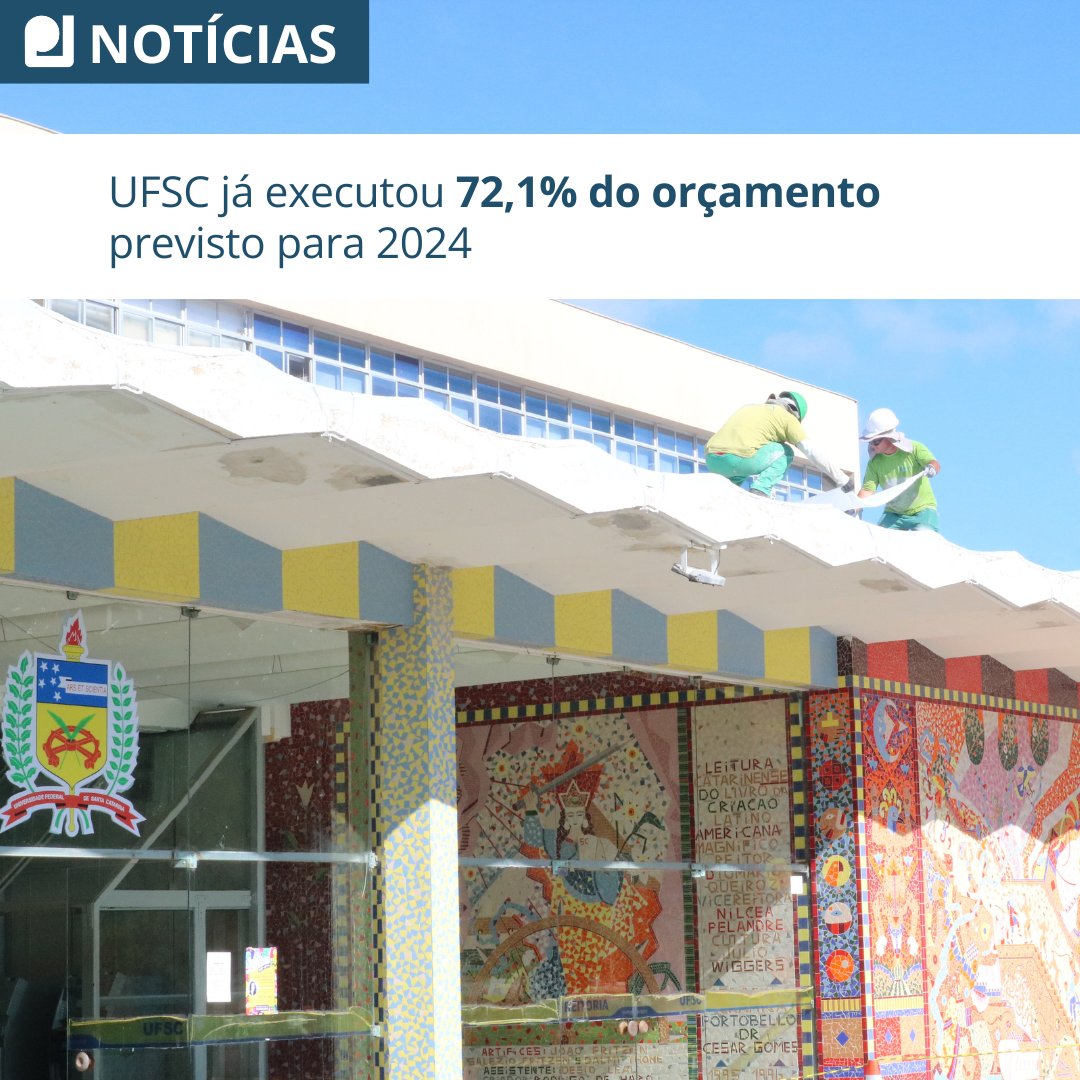 Apufsc's tweet photo. A Universidade Federal de Santa Catarina (UFSC) tem apenas um terço do orçamento discricionário previsto para 2024 disponíveis para finalizar o ano. Saiba mais: https://t.co/MrqL9ylukv https://t.co/i6UoUwaO4B