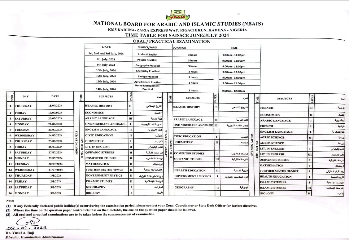 nbaisNG's tweet photo. Timetable for the upcoming SAISSCE https://t.co/eVpf3gayFG
