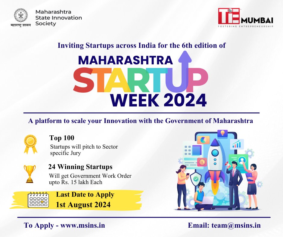 MahycoGrow's tweet photo. @MSINSociety launches @Mahastartupweek 2024, an annual flagship program to award 24 startups with a govt work order of Rs. 15 lakhs to pilot their innovation with Government.
Startups across India can apply - https://t.co/nSK74jlLNo
#ScaleWithGovernment https://t.co/H5IUNQzCIT