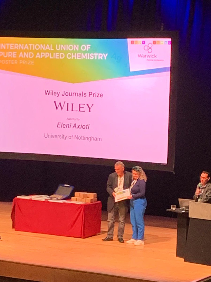 Super proud supervisor!! Best way to conclude this amazing conference #MACRO2024!! <a href="/valenaax/">Valena Axioti</a> winning the <a href="/Wiley_Chemistry/">Wiley Chemistry</a> Journal Prize!!!! Fantastic result 👏 Bravaaa 🥹!! <a href="/TarescoGroup/">SusPharmaPol Group</a>!!