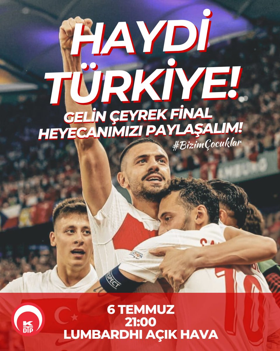 Çeyrek Final Heyecanını Hep Birlikte Yaşıyoruz 🇹🇷

#EURO2024  Avrupa Futbol Şampiyonası’nda çeyrek finale yükselen A Milli Takımımızı coşkuyla desteklemek için Lumbardhi (Akdere) Açıkhava Sineması’nda buluşuyoruz.

Hollanda - Türkiye maçını hep beraber dev ekranda izliyoruz!🇹🇷