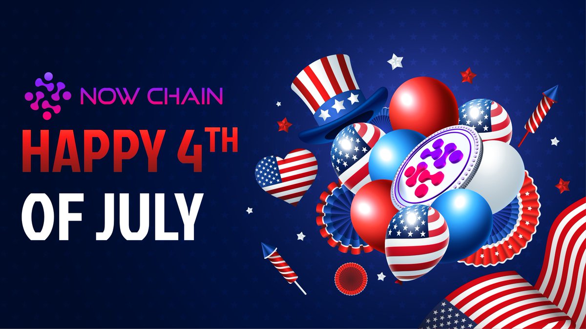NOWChainX's tweet photo. 🎆 Happy 4th of July  🇺🇸 

🥂Let's make today a day of celebration, gratitude, and unity. Wishing everyone a wonderful holiday!🍾

From NOWChain with 💖

#NOWChain #4thofJuly