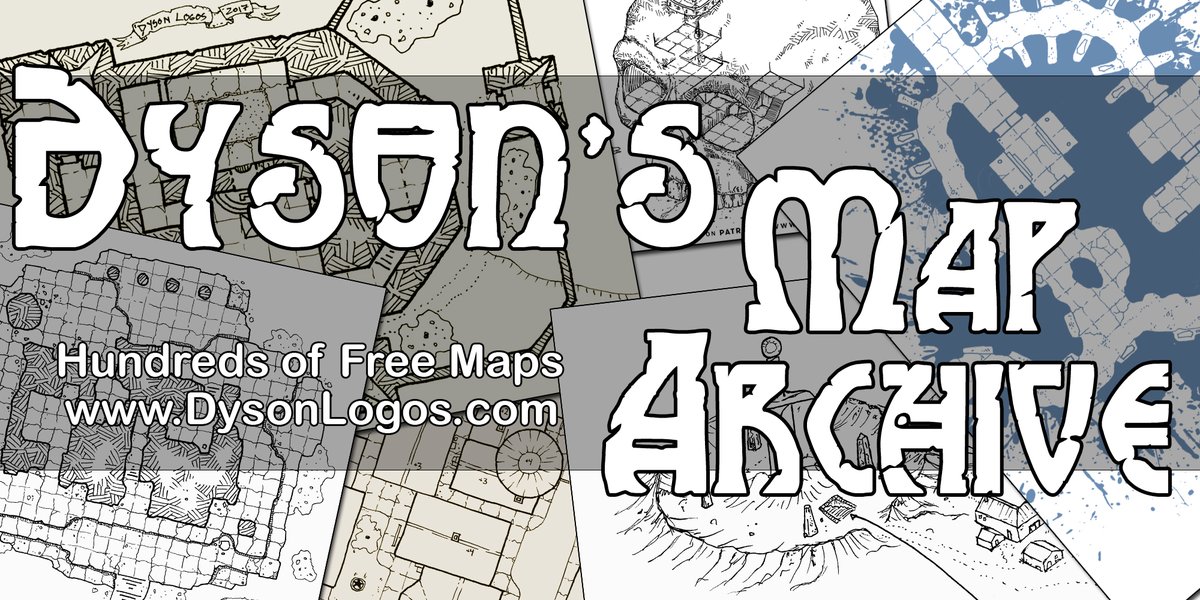 Updated the map archives last night.

The main archive now has 1,367 maps in it.
The commercial archive now has 610.
dysonlogos.blog/maps/

And there's an easy way to get most of them - the Dyson's Delves Bundle of Holding is on its last week!
bundleofholding.com/presents/Dyson…