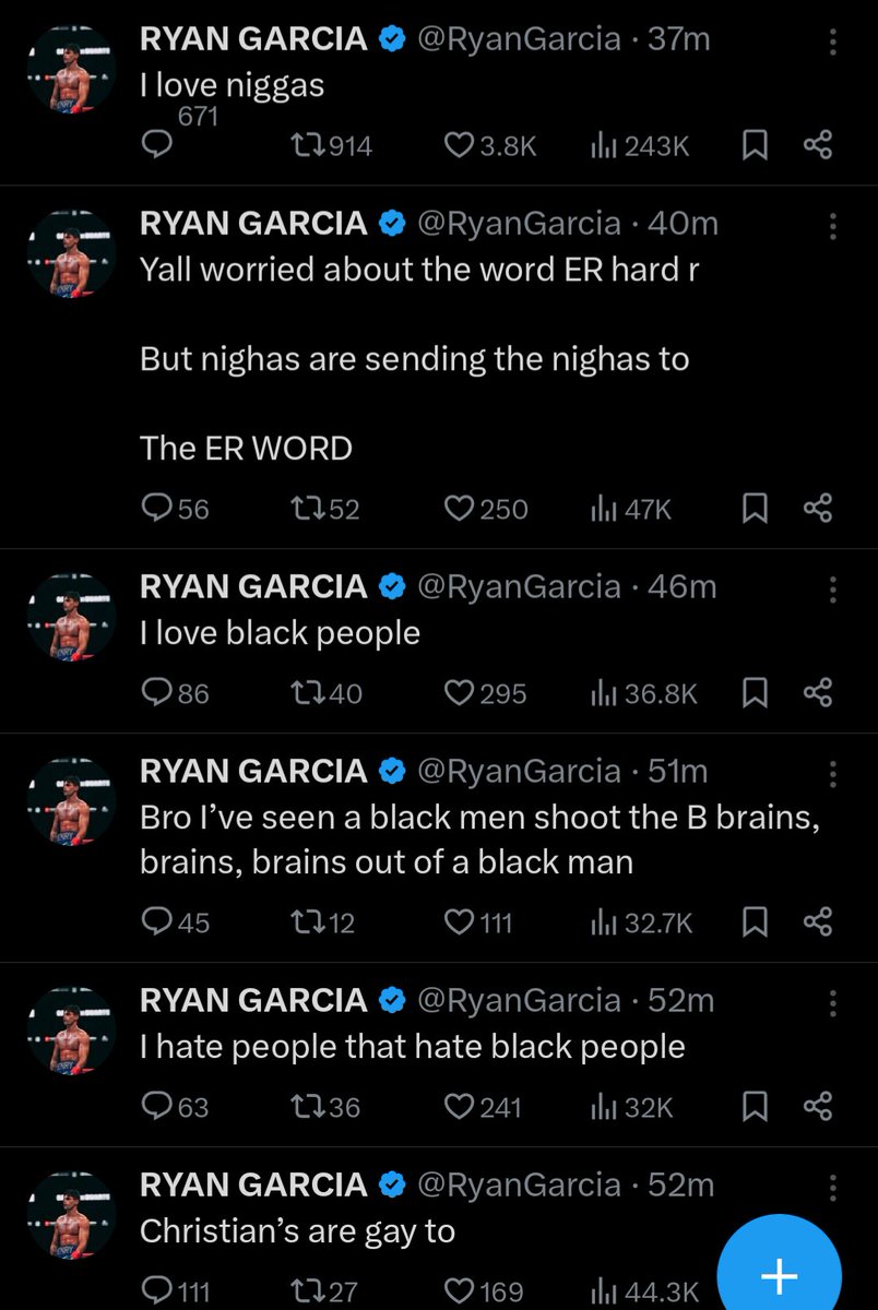 RayQuanGang's tweet image. Ryan Garcia gotta be the most insufferable ex athlete alive rn.. he calls himself the face of Christian athletes and this is how he behaves..

He says shi like this and comes back later and be like "umm.. I was drunk sorry.. hahha" PATHETIC.