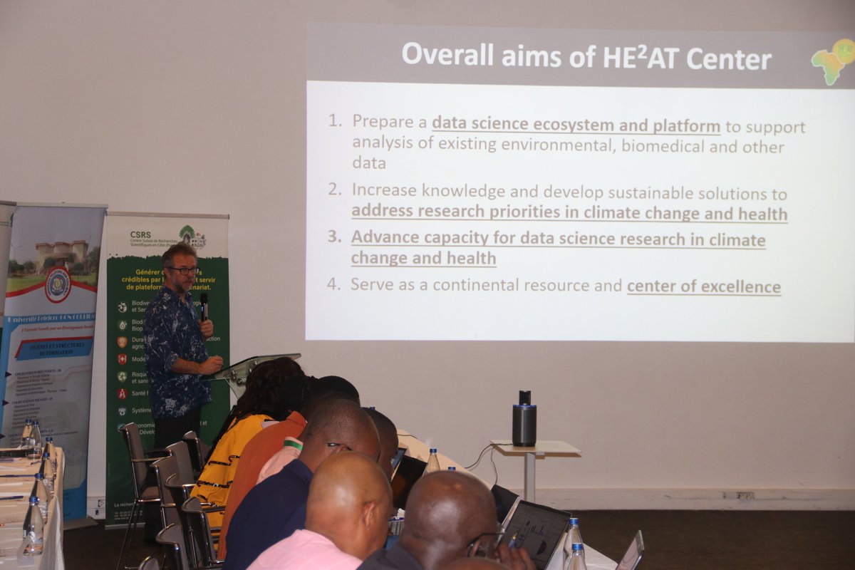 CSRS_CIV's tweet photo. « Développer des #solutions utilisant la science des données pour atténuer les impacts sanitaires du #changement #climatique en Afrique : le centre HEA2T ». Du 03 au 05 juillet 2024, à l'hôtel #Novotel -Plateau, se tient l'atelier de l'an trois du projet #HE2AT en #civ . https://t.co/UITBjdSHnJ