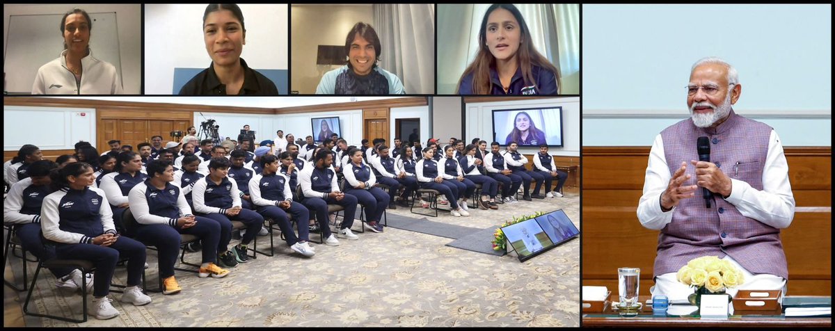 Narendra Modi (@narendramodi) on Twitter photo Interacted with our contingent heading to Paris for the <a href="/Olympics/">The Olympic Games</a>. I am confident our athletes will give their best and make India proud. Their life journeys and success give hope to 140 crore Indians. Interacted with our contingent heading to Paris for the <a href="/Olympics/">The Olympic Games</a>. I am confident our athletes will give their best and make India proud. Their life journeys and success give hope to 140 crore Indians.