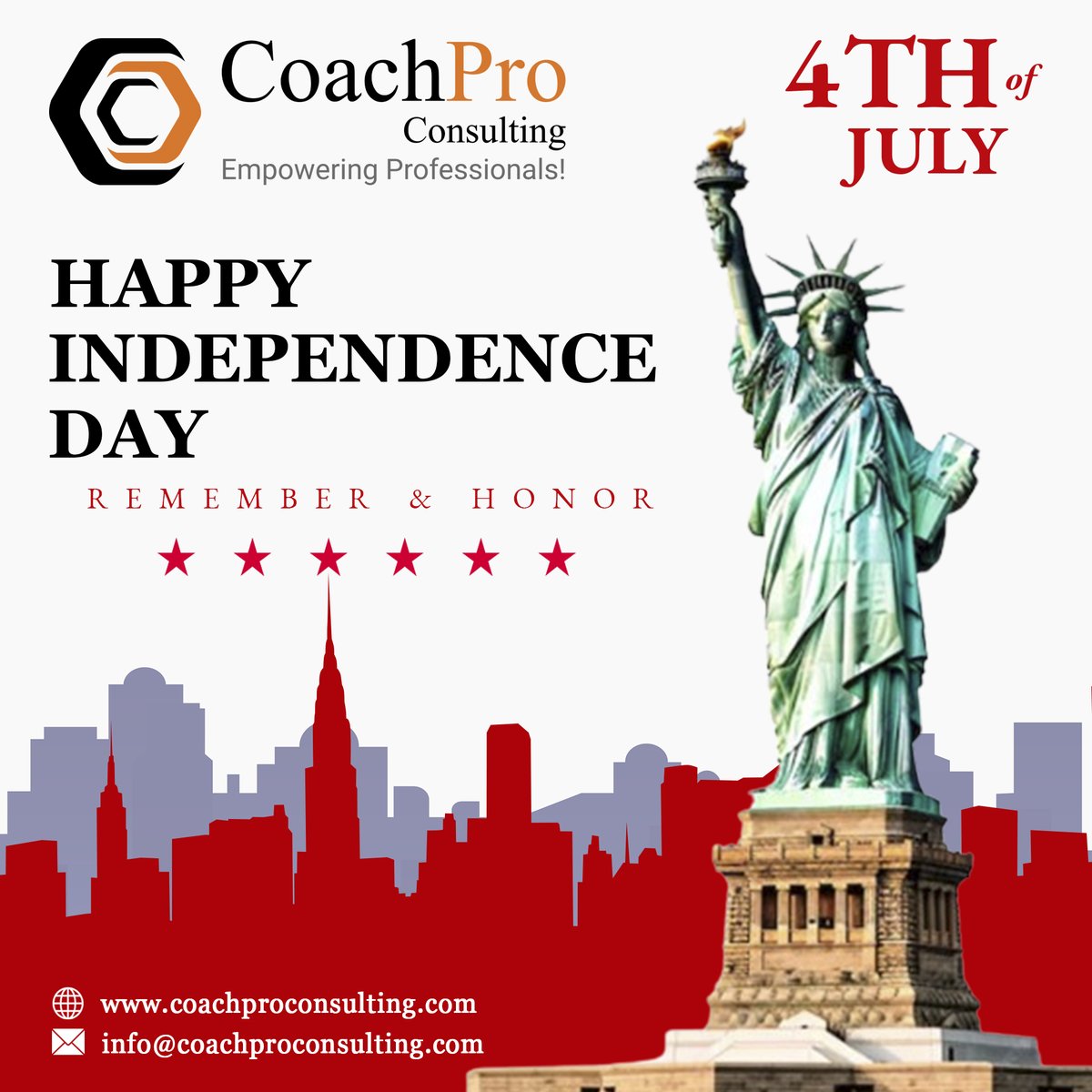 CoachProGlobal's tweet photo. Happy Independence Day! 🇺🇸 Let's celebrate the land of the free and the home of the brave. Wishing everyone a joyous and safe 4th of July filled with fireworks, family, and fun! 🎆🎉

#Happy4thOfJuly #IndependenceDay #USA #Freedom #CelebrateAmerica  #CoachProConsulting #CoachPro https://t.co/Cg5KzxNcOt