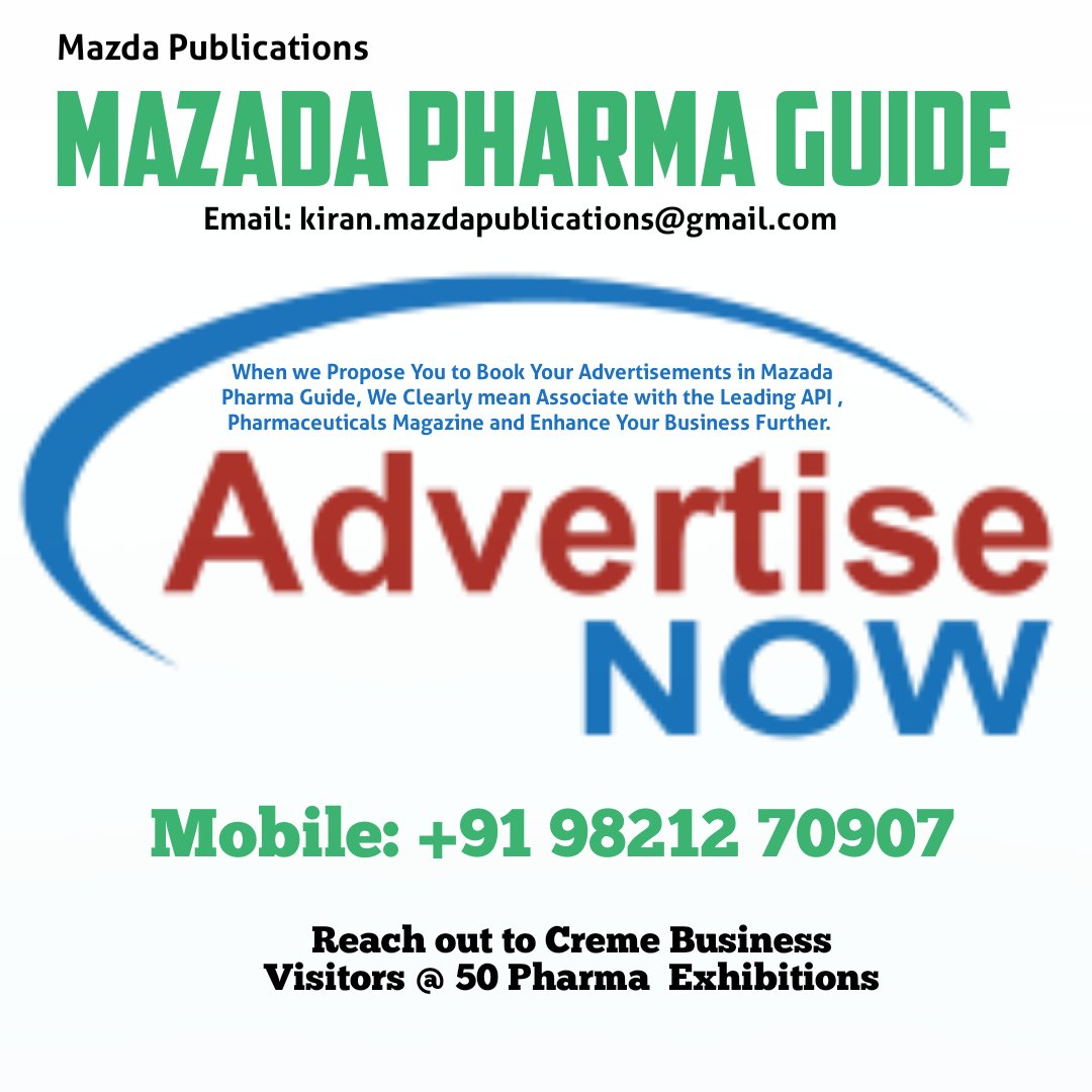 Kiran Raheja (@kiranraheja1) on Twitter photo Mazda Pharma Guide is now in its 20th Successive Year and other than Subscribers it reaches out to Creme Industry people through Pharma and other Pharma related Exhibitions accross India.
Advertise and Reach out to Creme Audience
E:kiran.mazdapublications@gmail.com Mazda Pharma Guide is now in its 20th Successive Year and other than Subscribers it reaches out to Creme Industry people through Pharma and other Pharma related Exhibitions accross India.
Advertise and Reach out to Creme Audience
E:kiran.mazdapublications@gmail.com