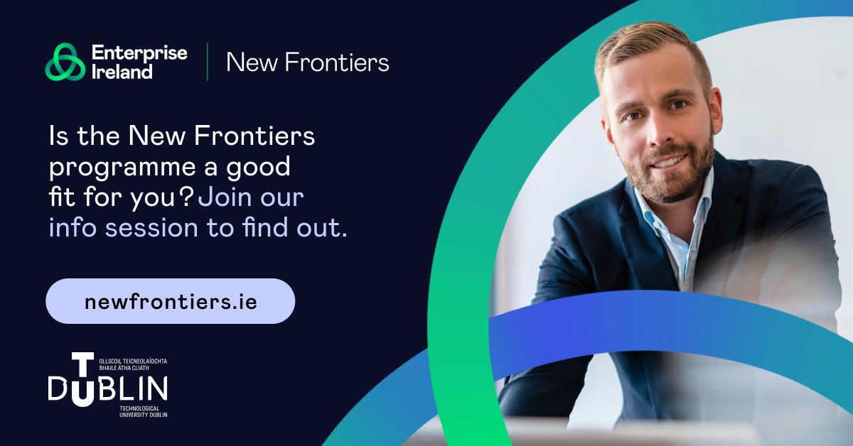 Applications are open for <a href="/EI_NewFrontiers/">Enterprise Ireland's New Frontiers programme</a> Phase 2 <a href="/WeAreTUDublin/">TU Dublin / OT Baile Átha Cliath</a> Blanchardstown campus. Join our online information session on Wed 17th July at 3pm to find out if the programme is a good fit for you. To book go to 👉tinyurl.com/3ksxhvsy #Entrepreneurship #Innovation