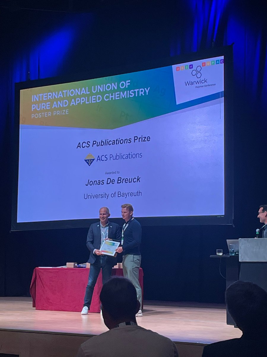 MeikeNicole's tweet photo. Jonas won the ACS poster prize at the iupac macro 2024!
The poster was about our recent publication in @MacroJrnls_ACS
Very proud supervisor at this end 🎉
@macro2024 #MACRO2024 @unibt https://t.co/jVkbfFHceY