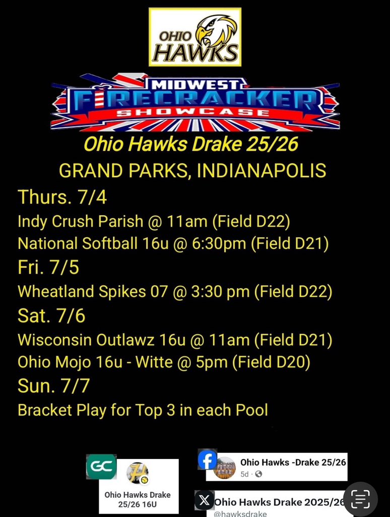 Carlie Taggart (@carlie_taggart) on Twitter photo Schedule for this weekend! I am subbing with Hawks Drake in the Midwest Firecracker Showcase! @nagzkabagz <a href="/OWUSoftball/">OWU Softball</a> <a href="/MuskingumUnivSB/">Muskingum Softball</a> <a href="/ONUSoftball/">ONU Softball</a> <a href="/OtterbeinSB/">Otterbein University Softball</a> <a href="/TiffinUSoftball/">Tiffin University Softball</a> <a href="/CUJacketsSB/">Cedarville Softball</a> <a href="/AshlandUSball/">Ashland University Softball</a> Schedule for this weekend! I am subbing with Hawks Drake in the Midwest Firecracker Showcase! @nagzkabagz <a href="/OWUSoftball/">OWU Softball</a> <a href="/MuskingumUnivSB/">Muskingum Softball</a> <a href="/ONUSoftball/">ONU Softball</a> <a href="/OtterbeinSB/">Otterbein University Softball</a> <a href="/TiffinUSoftball/">Tiffin University Softball</a> <a href="/CUJacketsSB/">Cedarville Softball</a> <a href="/AshlandUSball/">Ashland University Softball</a>