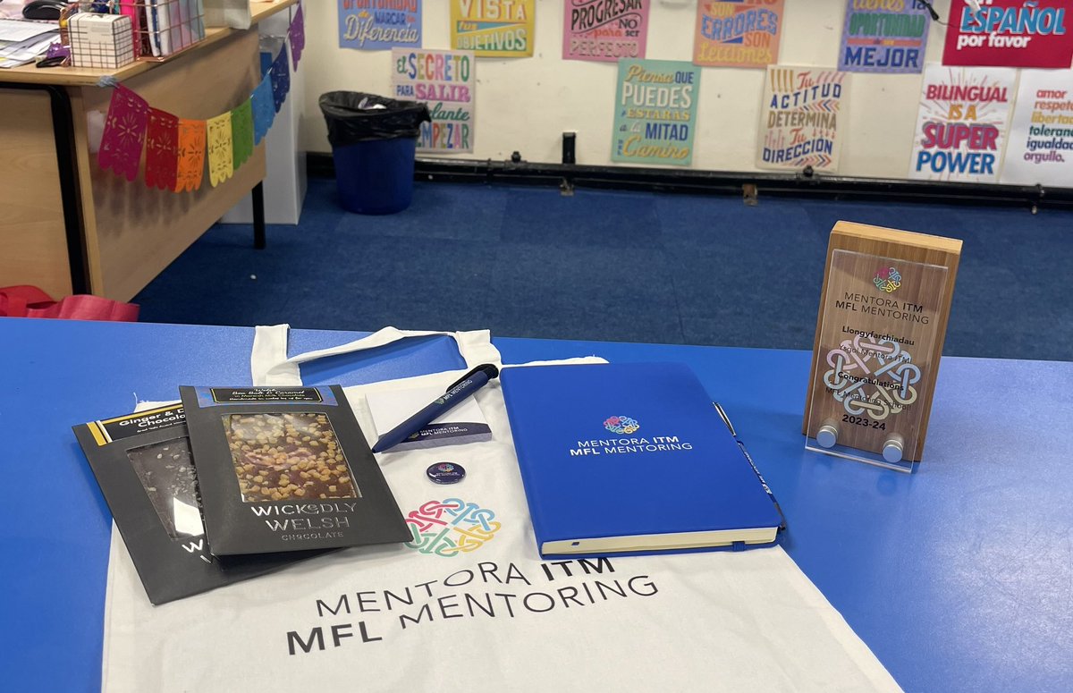 SbaenegLlan's tweet photo. Received some lovely treats and a beautiful trophy from @MFLMentoring today ๐ Itโs been a pleasure to be a part of the fantastic mentoring scheme this year with our Year 9 learners! @yggllangynwyd are looking forward to continuing with the project next year! ๐ช๐ธ๐ด๓ ง๓ ข๓ ท๓ ฌ๓ ณ๓ ฟ #TimLlan https://t.co/nKtbJATq5N