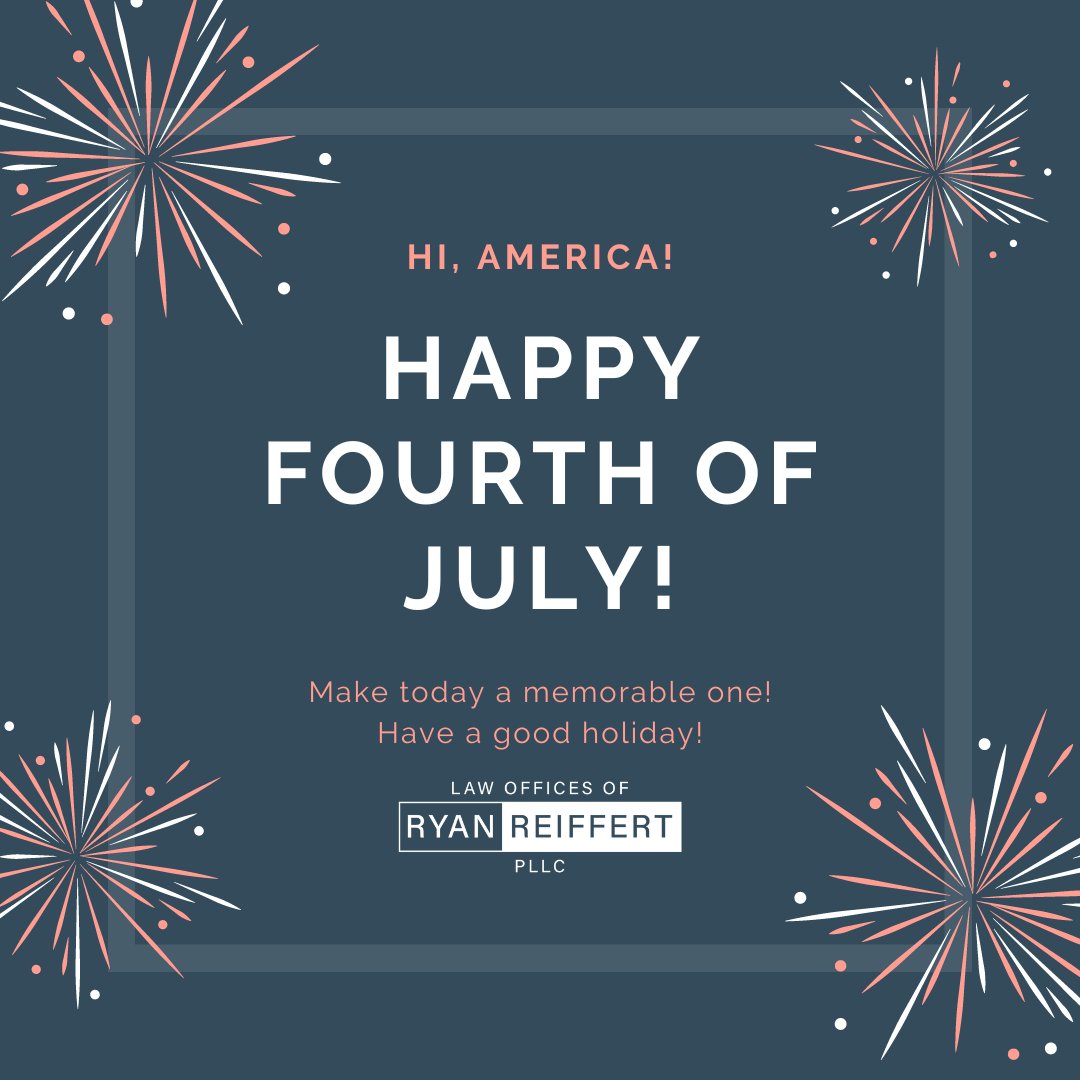 Happy Fourth of July Everyone  Have fun, stay safe! 

#lawofficesofryanreiffert #lawyer #sanantoniolawyer #sanmarcoslawyer #texas #texaslawyer #sanantonio #estateplanning #business!