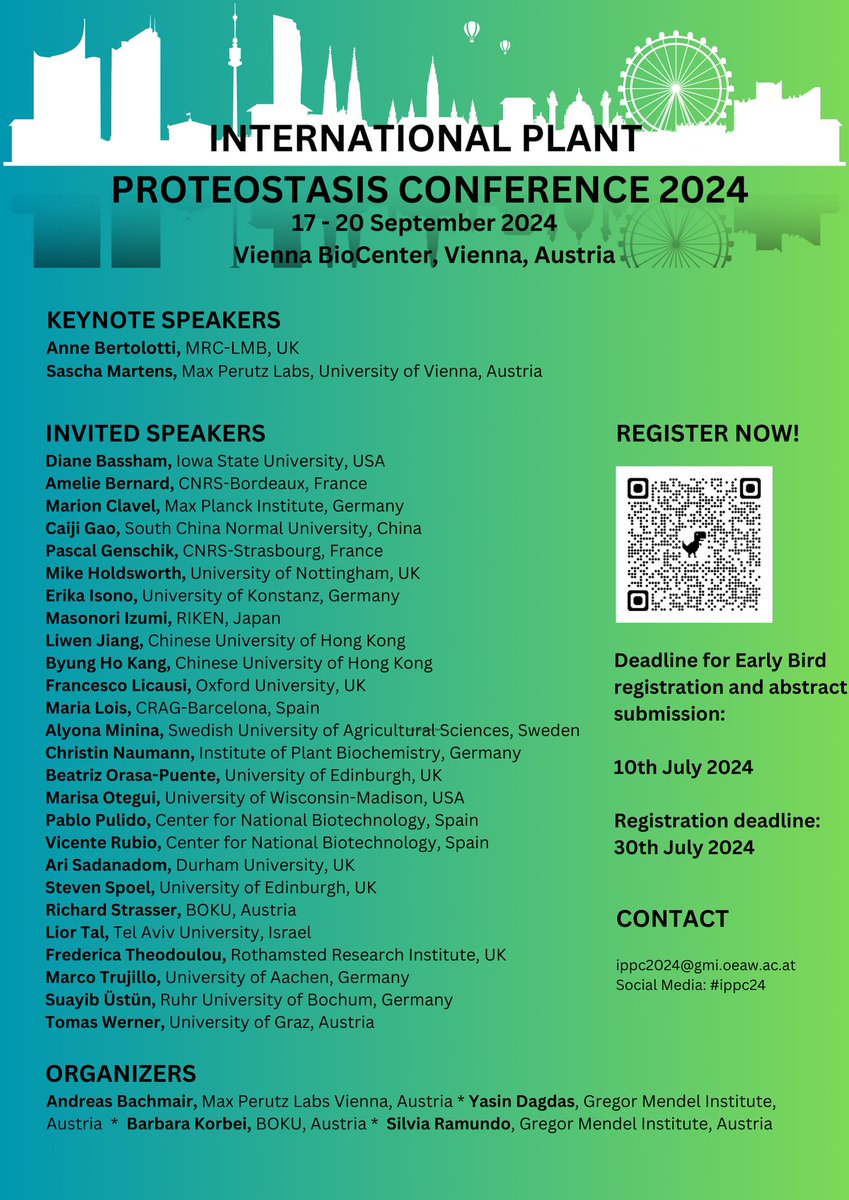 Yasin Dagdas (@plantophagy) on Twitter photo Please RT‼️ The Registration Deadline for the International Plant Proteostasis Conference is fast approaching (‼️10th of July‼️)
Where: <a href="/viennabiocenter/">Vienna BioCenter</a>
When: 17-20 September, 2024
Check out the program & register!!!
oeaw.ac.at/gmi/news-event… Please RT‼️ The Registration Deadline for the International Plant Proteostasis Conference is fast approaching (‼️10th of July‼️)
Where: <a href="/viennabiocenter/">Vienna BioCenter</a>
When: 17-20 September, 2024
Check out the program & register!!!
oeaw.ac.at/gmi/news-event…