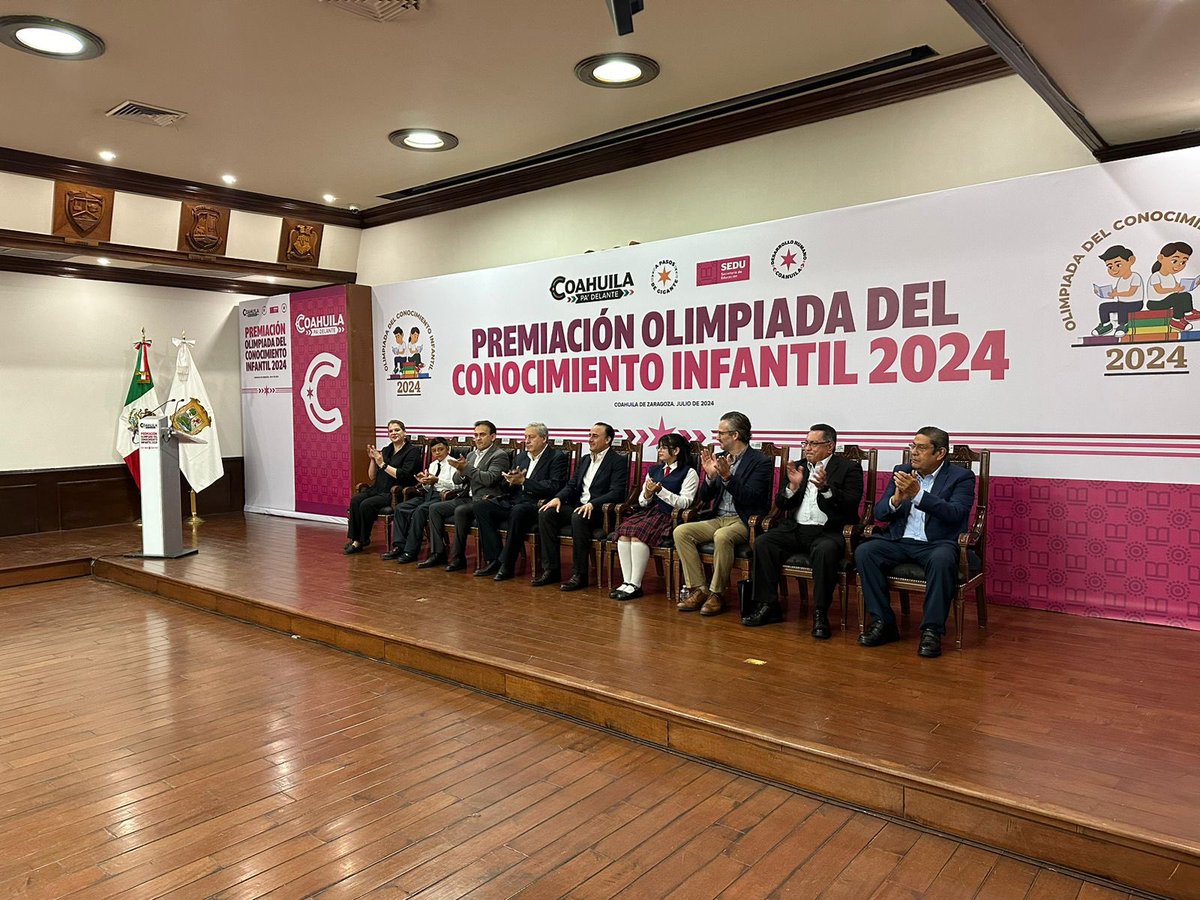 En #Saltillo en la Premiación de la Olimpiada del Conocimiento Infantil 2024. #CoahuilaPaDelante #APasosDeGigante