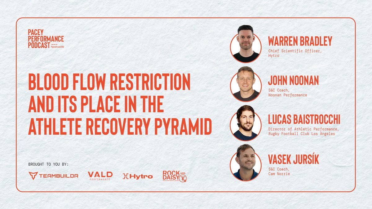 Sportsmith (@sportsmithhq) on Twitter photo This week on the Pacey Performance Podcast...
<a href="/Warren_Hytro/">Warren Bradley, PhD</a> <a href="/Baistrocchi1/">Lucas Baistrocchi</a> Vasek Jursik & <a href="/JohnnoonanCoach/">John Noonan</a> talk:
• Combining BFR and cold water immersion
• Enhance nutrient intake with BFR
• Personalising recovery
• Using BFR when travelling
Listen via links 👇 This week on the Pacey Performance Podcast...
<a href="/Warren_Hytro/">Warren Bradley, PhD</a> <a href="/Baistrocchi1/">Lucas Baistrocchi</a> Vasek Jursik & <a href="/JohnnoonanCoach/">John Noonan</a> talk:
• Combining BFR and cold water immersion
• Enhance nutrient intake with BFR
• Personalising recovery
• Using BFR when travelling
Listen via links 👇
