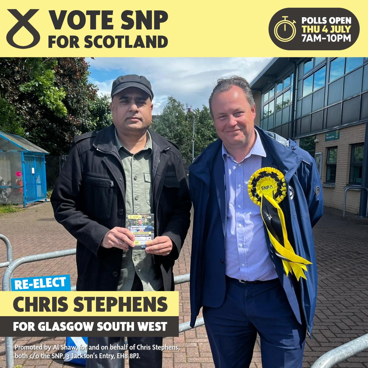 ChrisStephens's tweet photo. Thank you to my supporters in Glasgow South West, for all the amazing support and messages! Your vote matters, and I appreciate everyone braving the variable weather to cast your vote. #VoteSNP #VoteStephens https://t.co/LdqMK4MXCx