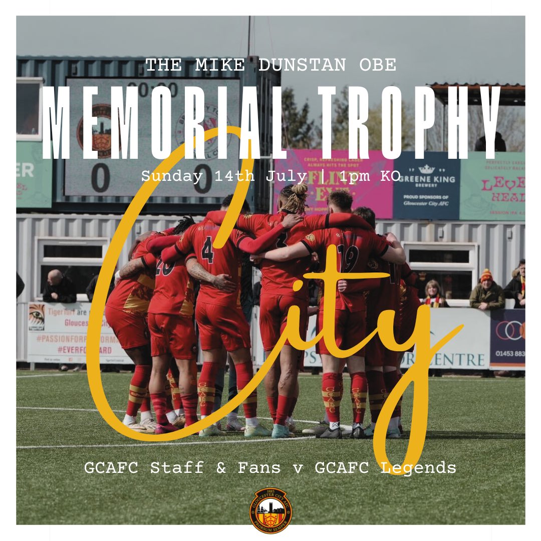 GCAFCofficial's tweet image. The Mike Dunstan OBE Memorial Trophy | 🏆🐯
.
Join us down at the Tiger Turf Stadium in paying tribute to our former Chairman, Mike Dunstan who sadly passed away in 2022.  🆓 entry but will be raising money for our youth development as they take on the “100,000 keepie uppie…