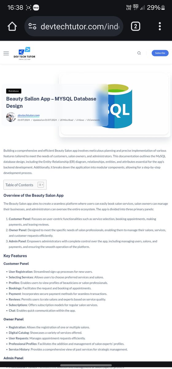 DevTechTutor's tweet image. Beauty Sallon App – MYSQL Database Design
devtechtutor.com/index.php/2024…
#databaseadministration #databasemanagement #databasedevelopment #DatabaseDesign #SQL #sqldeveloper