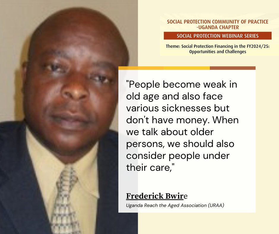 People become weak in old age and also face various sicknesses but don’t have money, the people under their care also need to be considered when facilitating the needs of the former,” Frederick Bwire from <a href="/ugreach/">Ugandareachtheagedassociation</a>. #SocialProtectionUg