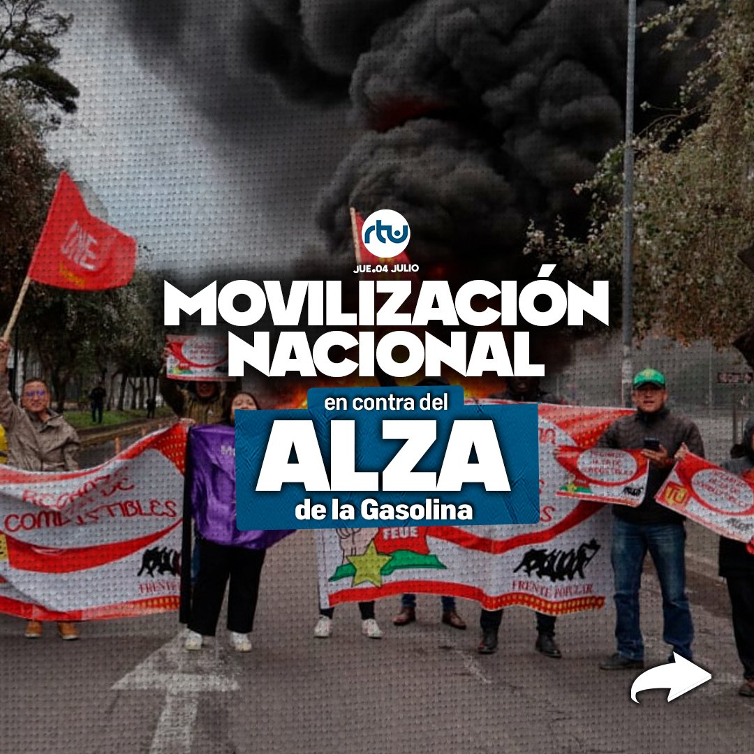 canalrtu's tweet photo. #Movilizaciones | 🚨🇪🇨 Movilizaciones Pacíficas el 4 de julio en 23 provincias por el aumento de #Combustibles. Organizaciones sociales mantienen su convocatoria y prevén aumento progresivo y constante. #ProtestasEcuador
🔗 Ver más en #RTUNoticias: https://t.co/JZnnI1kEHL https://t.co/icbEgSgGek