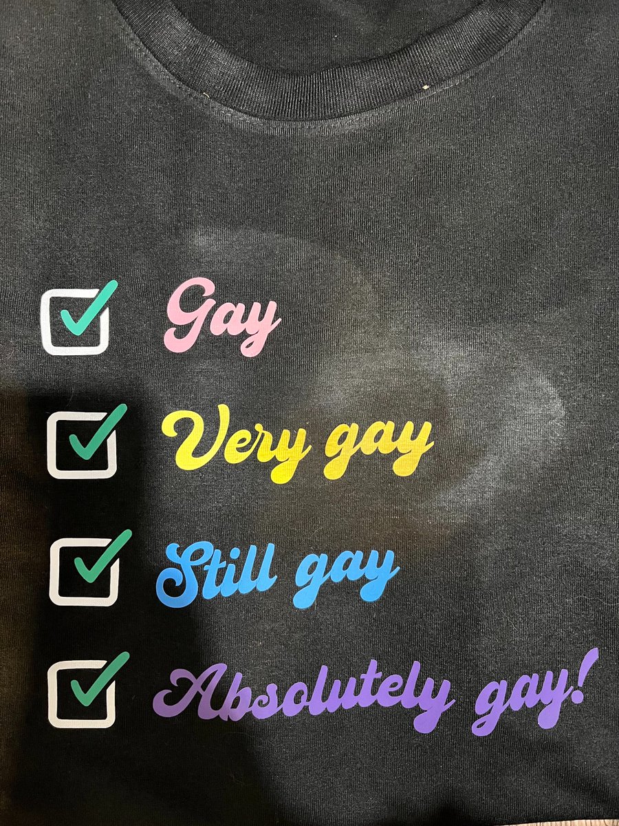 nataliagowrites's tweet photo. Proudly ticking all the boxes—Gay, Very Gay, Still Gay, Absolutely Gay.

This design is available in white and black! Get yours now by visiting https://t.co/N8obR2rJgW or click the link on my bio! 💖 https://t.co/poI4SmnyhB