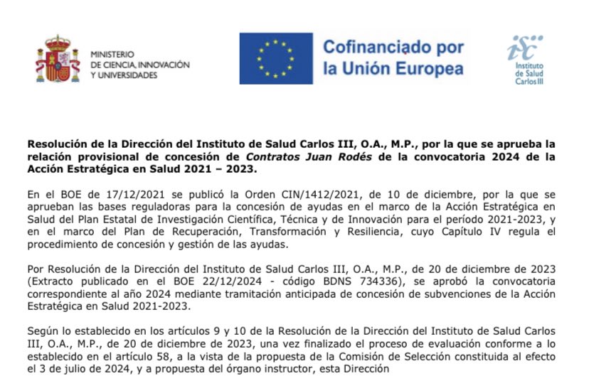 Rafael González Manzanares (@rafaelglezm) on Twitter photo Happy to announce that I have been granted a Juan Rodes <a href="/SaludISCIII/">Instituto de Salud Carlos III (ISCIII)</a> physician-scientist contract. A milestone in my career that would not have been possible without the support of my mentors at <a href="/Cardio_HURS/">CardioHURS</a>, friends, family, María… and of course, a lot of hard work! 🔬💻🩺 Happy to announce that I have been granted a Juan Rodes <a href="/SaludISCIII/">Instituto de Salud Carlos III (ISCIII)</a> physician-scientist contract. A milestone in my career that would not have been possible without the support of my mentors at <a href="/Cardio_HURS/">CardioHURS</a>, friends, family, María… and of course, a lot of hard work! 🔬💻🩺