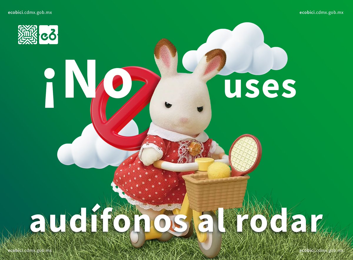 ecobici's tweet photo. Tenemos un breve mensaje para ti (o para el primo de tu amigo que usa audífonos mientras va en bici). 😁🚫🎧

#ECOBICI #GuíaCiclista #RuedaSinAudífonos https://t.co/l0w7wPQZcd