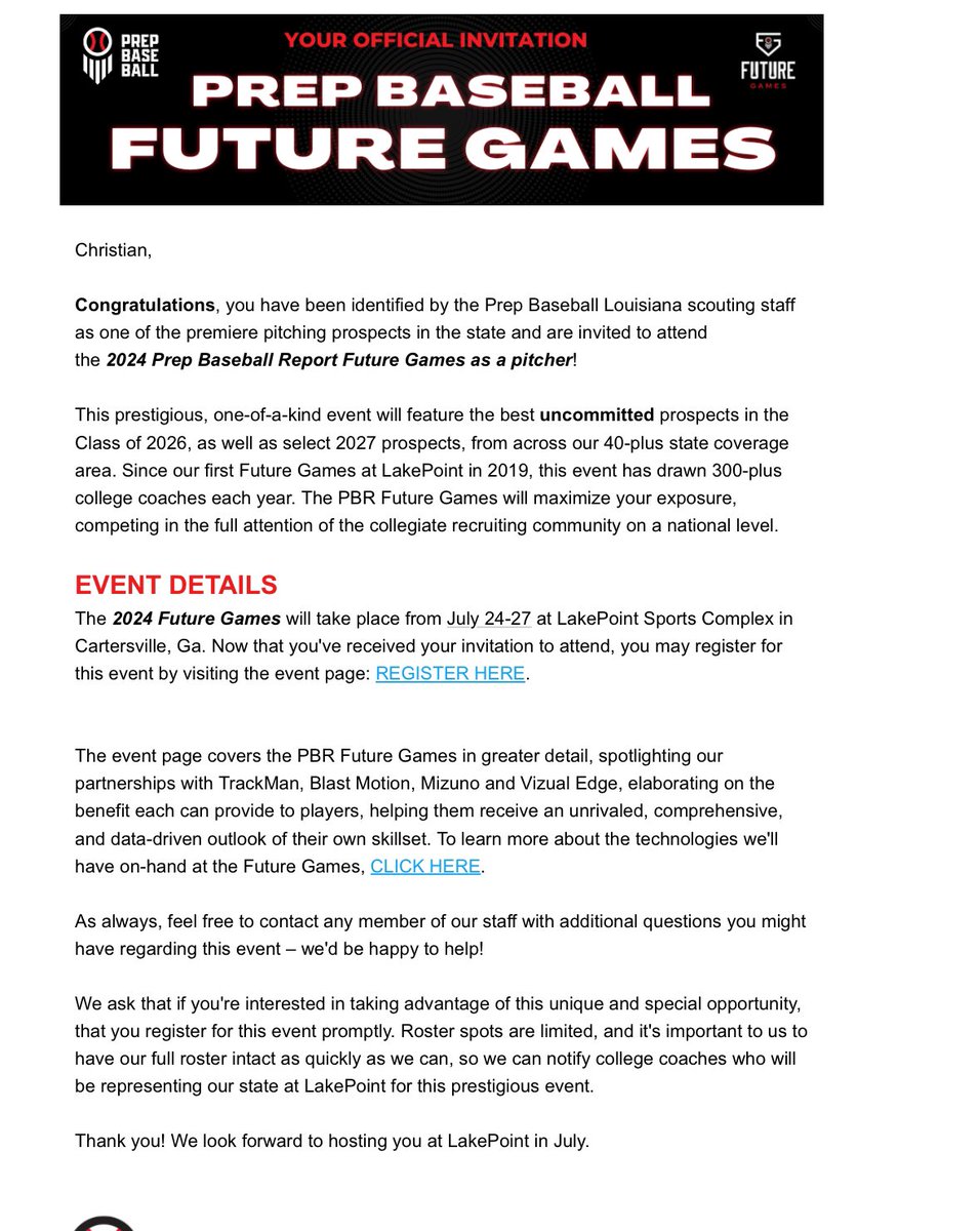 Blessed for the opportunity to represent Louisiana in the <a href="/prepbaseball/">Prep Baseball</a> Future Games in Georgia! Excited to get out there and compete!
<a href="/Baseball_Newman/">Isidore Newman Baseball</a> <a href="/NOCABaseball/">NOCA Baseball</a> <a href="/SoxHype/">Jeff Burton</a>