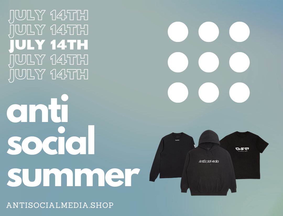 The Time is Finally Here⚪️

Interact with this post for a chance to win 25 XRP (24 hours)

July 14th officially marks the date of the first Physical Product drop for Anti Social Media🗓️

Holders of Digital Products can enjoy a Day 1 discount on select products as well as other