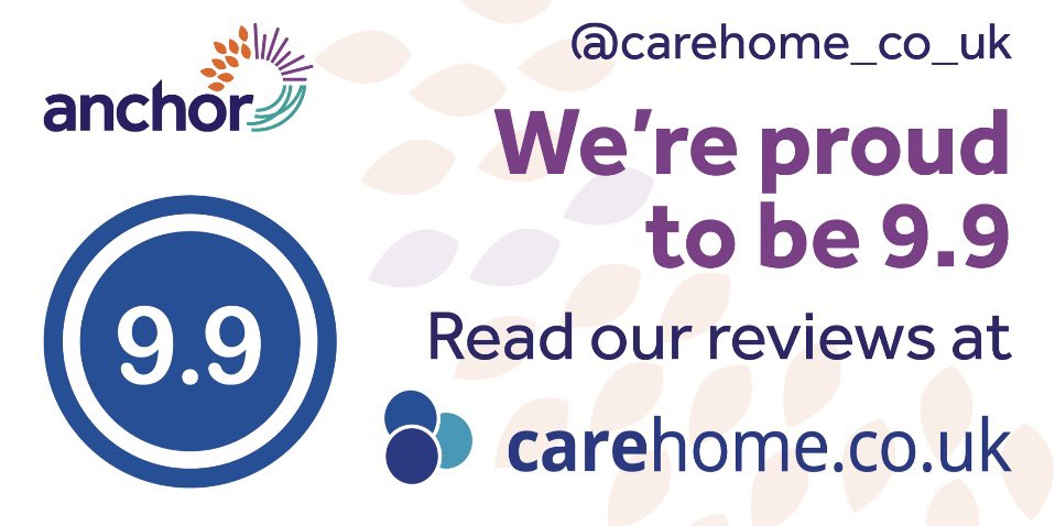 Thank you it is so nice to have such lovely reviews it means a lot to the staff.
<a href="/AnchorLaterLife/">Anchor</a> <a href="/carehome_co_uk/">carehome.co.uk</a> <a href="/age_uk/">Age UK</a> <a href="/DementiaUK/">Dementia UK</a> #care #notjustajob