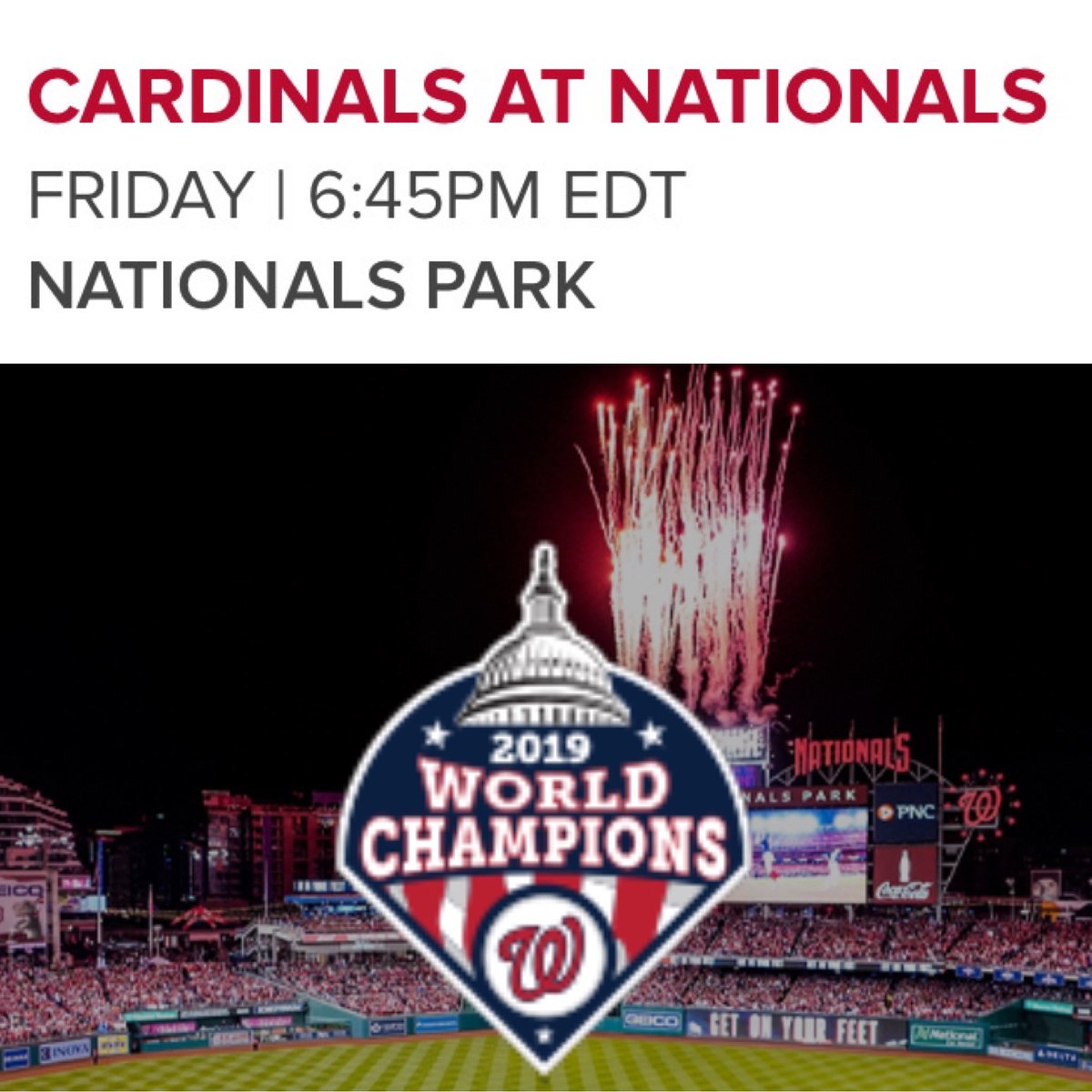 NavyYardNats's tweet photo. 4th of July 𝙜𝙞𝙫𝙚𝙖𝙬𝙖𝙮! 🇺🇸

𝗥𝗲𝘁𝘄𝗲𝗲𝘁 + 𝗳𝗼𝗹𝗹𝗼𝘄 to 𝗪𝗶𝗻 2 or 3 𝘁𝗶𝗰𝗸𝗲𝘁𝘀 to tomorrow's game. 

REPLY with a 𝗨𝗦𝗔 GIF to 𝘿𝙊𝙐𝘽𝙇𝙀 your 𝙘𝙝𝙖𝙣𝙘𝙚𝙨. 🇺🇸

3 𝙬𝙞𝙣𝙣𝙚𝙧𝙨 win 2-3 𝘵𝘪𝘤𝘬𝘦𝘵𝘴 𝘦𝘢𝘤𝘩 will be 𝙣𝙤𝙩𝙞𝙛𝙞𝙚𝙙 𝙩𝙤𝙣𝙞𝙜𝙝𝙩 9𝙥𝙢🇺🇸 https://t.co/nnzAkXuyrV