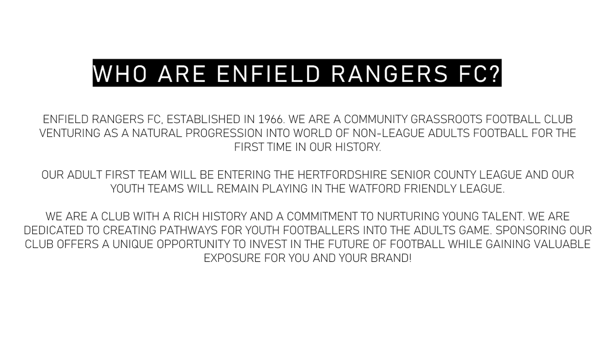 EnfieldRangers1's tweet photo. Enfield Rangers Mens Team is looking for Sponsorship. We have a few different packages available depending on your companies budget/desires.
Please contact Robbie on 07990483813 if you are interested.
#COYER https://t.co/ygea3ne6R5