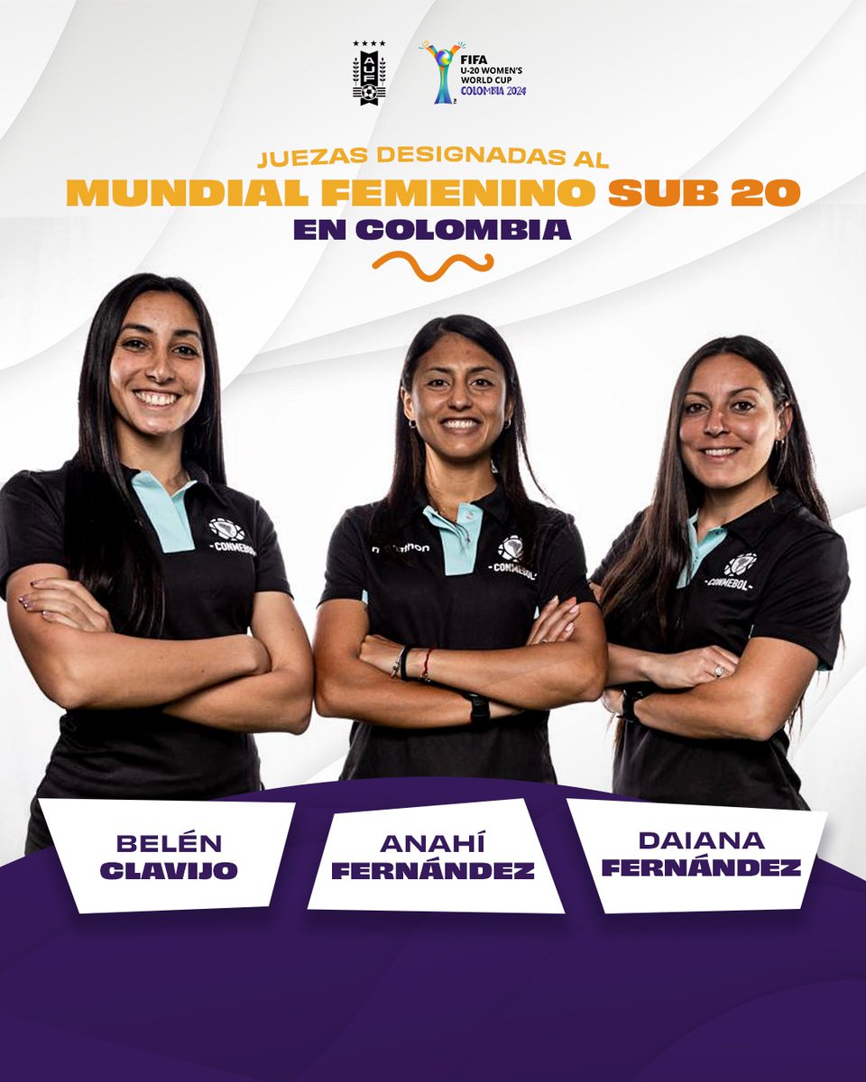 👊🏼 ¡𝗕𝘂𝗲𝗻 𝘁𝗼𝗿𝗻𝗲𝗼!

Árbitras uruguayas designadas para formar parte del <a href="/FIFAWWC/">FIFA Women's World Cup</a> Sub-20 que se disputará en Colombia del 31 de agosto al 22 de setiembre.
