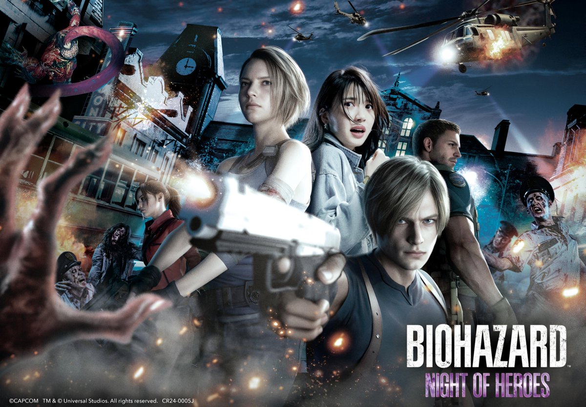 kathyanhy's tweet photo. New Resident Evil attraction at UNIVERSAL STUDIOS JAPAN called 'BIOHAZARD: NIGHT OF HEROES'! 🧟

Capcom announced a fully open-air 360-degree live horror attraction "Resident Evil: Night of Heroes" and will be held at Universal Studios Japan's "Halloween Horror Nights" event from September 6 to November 4, 2024.

This Resident Evil-themed "live experience" features Jill Valentine, Chris Redfield, Leon Kennedy and Claire Redfield. Participants enter Umbrella's research facility where they encounter Zombies, Licker, Chainsaw Man, Nemesis and other creatures.

#JillValentine #LeonKennedy #ChrisRedfield #ClaireRedfield #ResidentEvil #USJ #REBHFun
