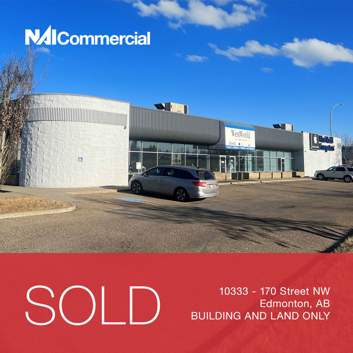 NAIEdmonton's tweet photo. #SOLD! Our team at #NAIEdmonton is excited to announce the 15,000 SF prime retail building at 10333 – 170 Street NW, Edmonton, has sold!

For more information or to find your next opportunity contact: Daniel Yarmon, Kari Martin, and/or Chad Snow. 780-436-7410
#yegbusiness #retail https://t.co/GryvPjtMrp