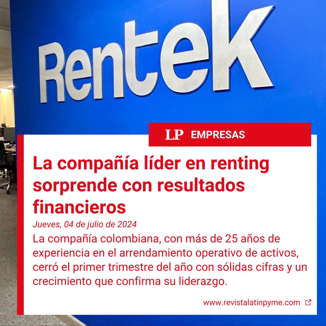 🚀 Rentek Sorprende con Resultados Financieros Excepcionales 🚀

🔹 Cumplimiento del 109% en utilidades
🔹 Ingresos superiores a $25 mil millones
🔹 Innovación en renting de tecnología

Conoce más 🔗 lnkd.in/eBh-QNNJ

#Rentek #Renting #Innovación #Sostenibilidad