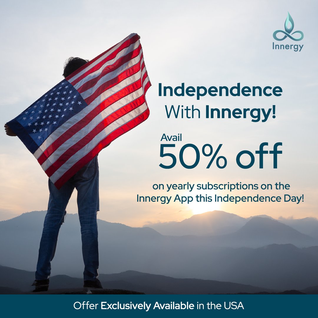 innergyapp's tweet photo. This Independence Day, avail 50% off on annual subscriptions on the Innergy App!
Discover the freedom that comes from within with the Innergy App, download today!
#Innergy #USAIndependenceDay2024 #InnergyApp #DownloadNow #InnergyAppPartner #InnergyCommunity https://t.co/euXwxYrplO