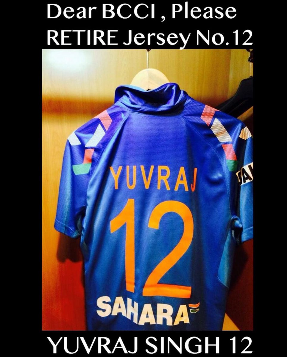 YuviWorld's tweet photo. Dear @BCCI,

Please retire jersey number 12 in honor of the legendary cricketer #YuvrajSingh. It’s not just a jersey; it’s an emotion for millions of fans. 

@YUVSTRONG12.

#jerseyno12 #RetireJerseyNo12 #FreezeJerseyNo12 #YuvrajSingh 

🏷️ @ParagRiyan https://t.co/HLj2nSYN5y