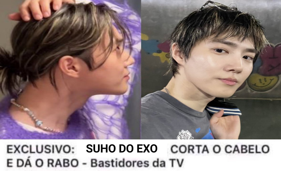 imagem junmyeon suho do exo corta o cabelo e dá o rabo