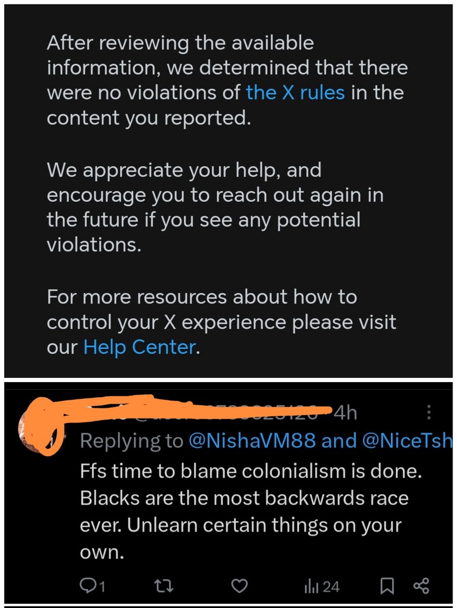 Apparently this is fine 🙄 #racism #colonialism <a href="/X/">X</a>
Get your act together and take down outright hate speech, X.