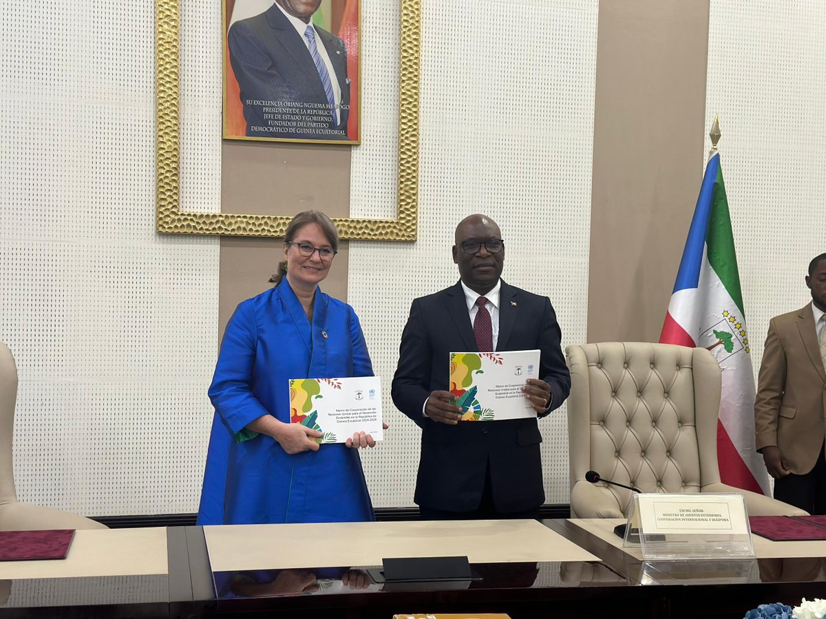 ONU y Gobierno de Guinea Ecuatorial han firmado un nuevo Marco de Cooperación para el período 2024-2028, alineado con la Agenda 2030 de los ODS, la Estrategia Nacional “Agenda 2035”, la Agenda 2063 de la UA y otros compromisos internacionales del país. #Agenda2030.#ODS17.