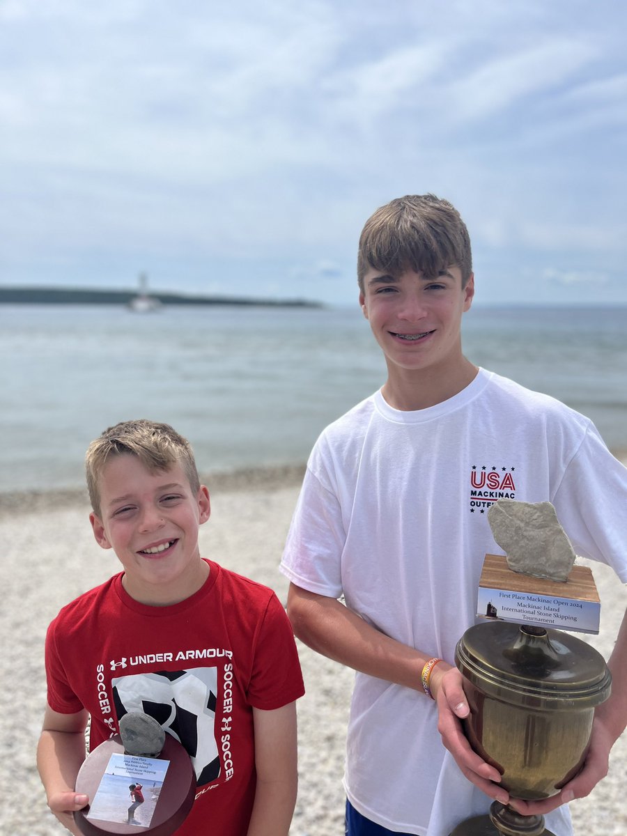 Adam Weldon (@adamjweldon) on Twitter photo Representing Lake Orion in the annual stone skipping contest on Mackinac Island with Neil winning the Pebbles 6-12 division (high skip 16) & Carter winning the 13 & up open division (high skip 24)! <a href="/mackinacisle/">Mackinac Island</a> <a href="/PureMichigan/">Pure Michigan</a> <a href="/michigannews/">MLive.com News</a> <a href="/MackinacStone/">Stone Skipping</a> <a href="/LkOrionSchools/">Lake Orion Community Schools</a> #Happy4th Representing Lake Orion in the annual stone skipping contest on Mackinac Island with Neil winning the Pebbles 6-12 division (high skip 16) & Carter winning the 13 & up open division (high skip 24)! <a href="/mackinacisle/">Mackinac Island</a> <a href="/PureMichigan/">Pure Michigan</a> <a href="/michigannews/">MLive.com News</a> <a href="/MackinacStone/">Stone Skipping</a> <a href="/LkOrionSchools/">Lake Orion Community Schools</a> #Happy4th