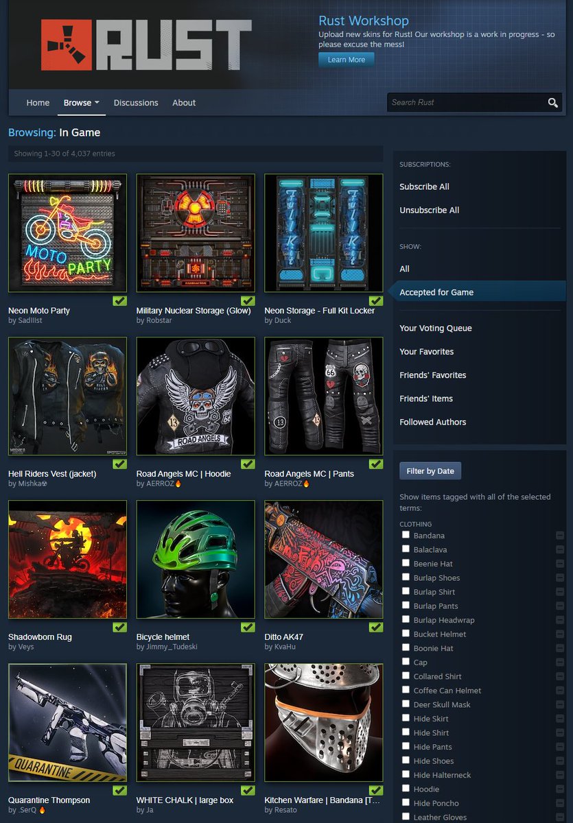 HedgesnVideos's tweet photo. July Forcewipe Rust Store has Rotated in!

With the update coming out in about an hour, you're not surprised to see a lot of bike themed skins being accepted are you?

(Also looks like we're going to see that Neon Locker set come to fruition!)
#Rust #Playrust #Rustskins https://t.co/NVTlkLZquP