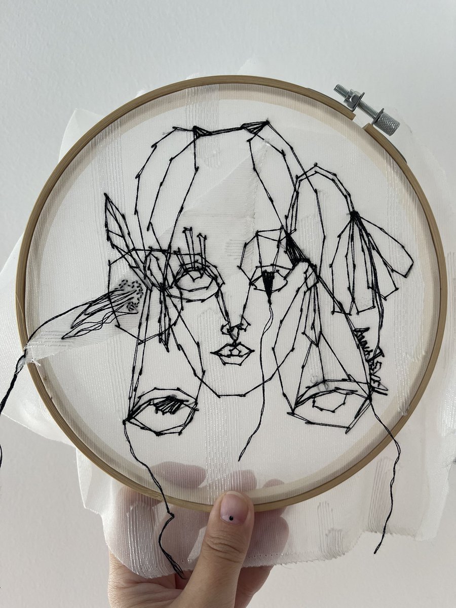 I’m mixing my portraiture style with my textile art practice and feeling totally happy about it