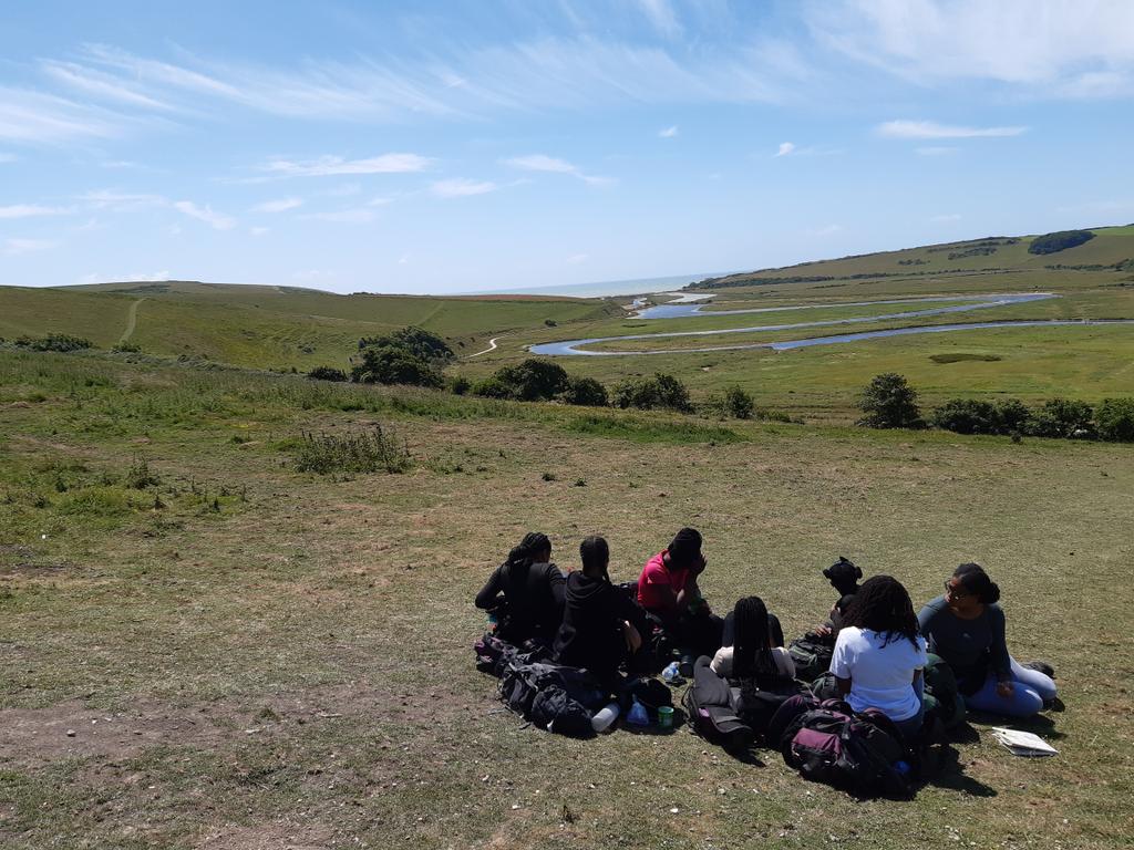 HCACPDofE's tweet image. Three teams have their first sighting of the sea at Cuckmere Haven - the final stretch to the finish!
