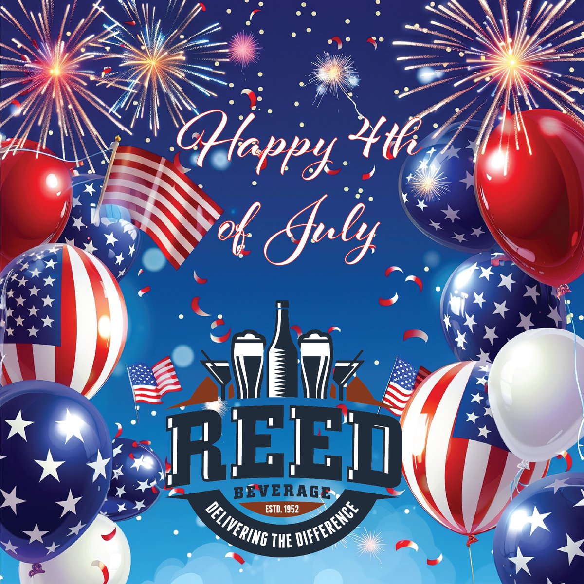 reedbevama's tweet photo. 🎆 Happy 4th of July from Reed Beverage! 🇺🇸 Let's celebrate our independence with good friends, great drinks, and unforgettable memories. Remember to be safe and don't drink and drive – your freedom is too precious to risk! Cheers to a fun and responsible holiday! 🍻 https://t.co/gLBQNJt6SR