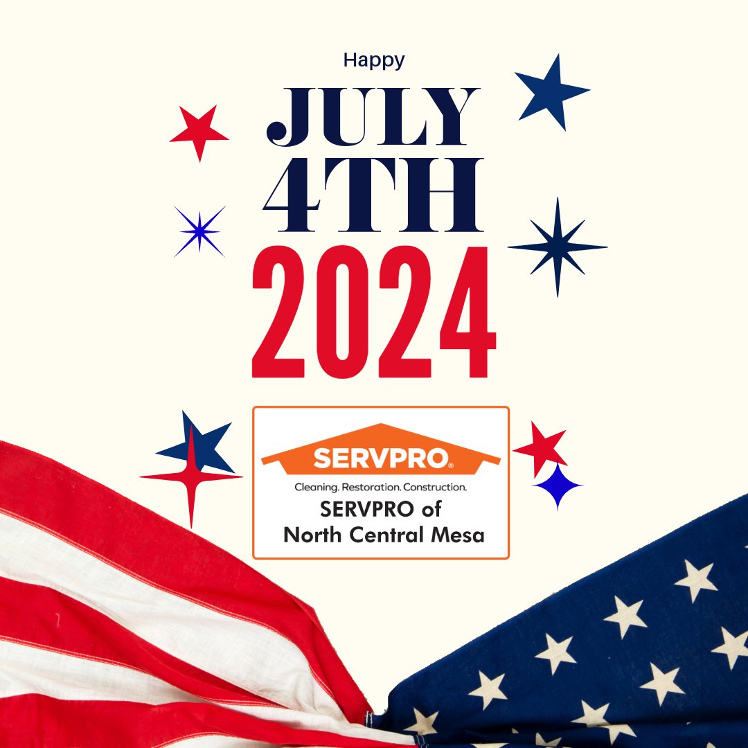 Happy 4th of July from SERVPRO of North Central Mesa! 🇺🇸 Let's celebrate freedom, unity, and resilience today. Wishing everyone a safe and joyful Independence Day!