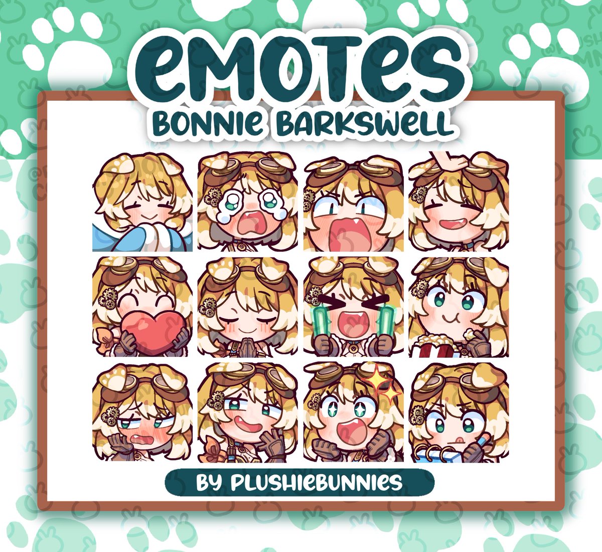 I had the opportunity to make emotes for @/BonnieBarkswell, thank you for the opportunity !!! 🐶🔧💖 #VgenComm