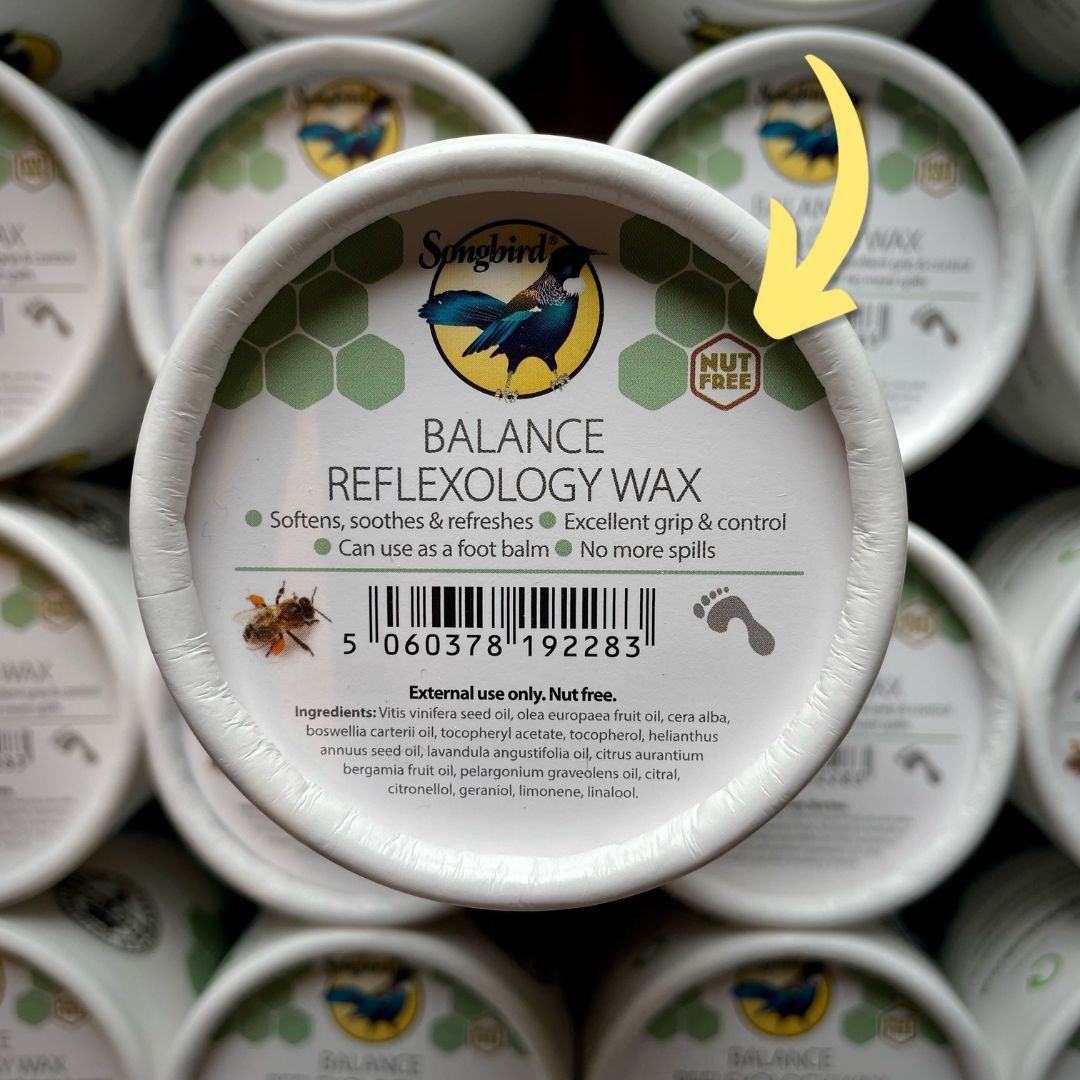 Our very first product to be manufactured in our completely nut-free make room is… Balance Reflexology Wax 100g! 
If you purchase this wax you’ll now notice the little nut free symbol, meaning you can be sure that this product has been manufactured in a nut-free environment.
